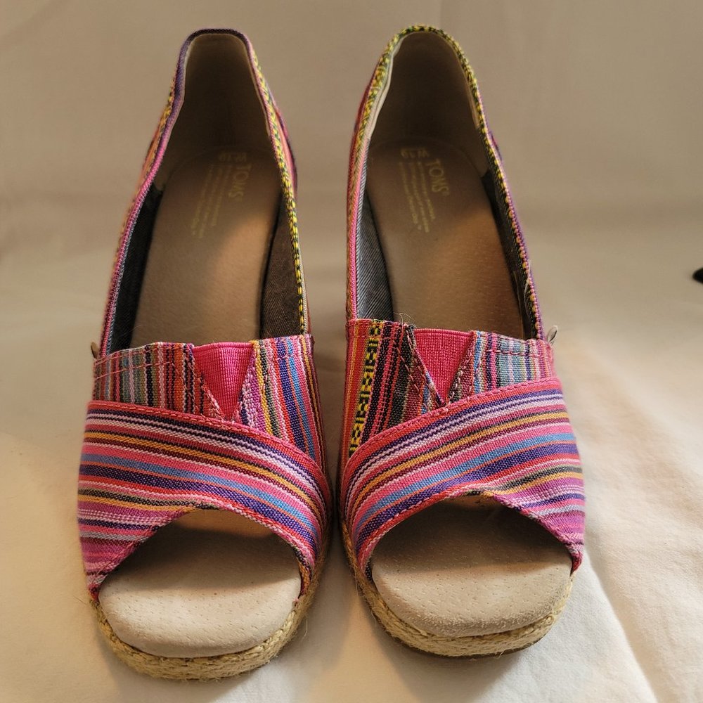 Toms Espadrilles - Pink Multi-Color Wedge Sandal - Picture 6 of 6